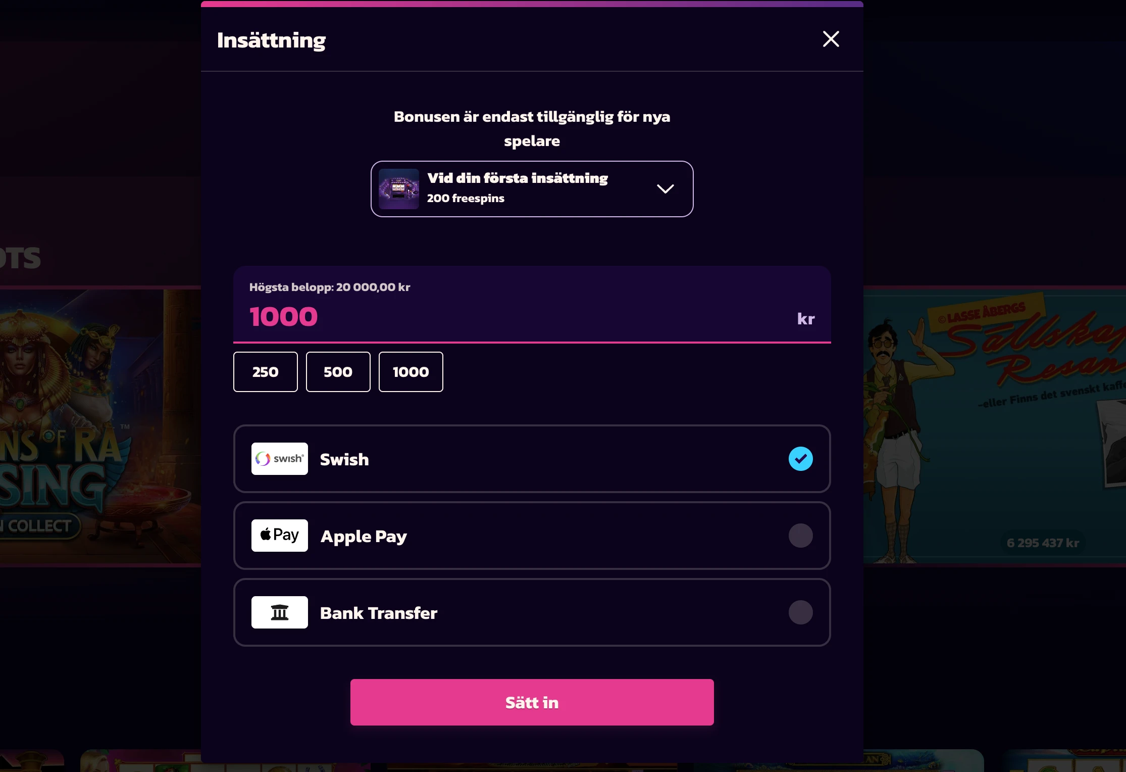 Epic Casino insättning